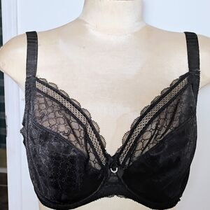 Chantelle 38DDD C Chic 3641 Bra Black Lace Underwired Unlined